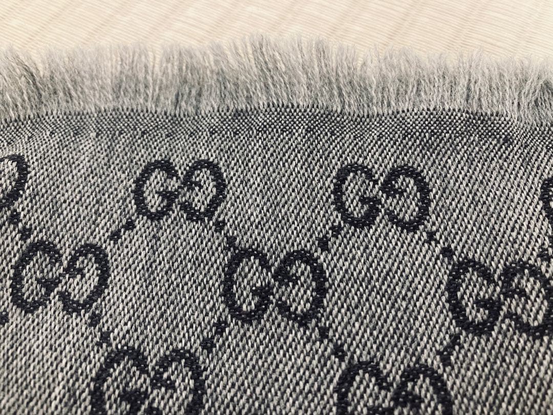 【確実 正規品】Gucci GGロゴマフラー グレー
