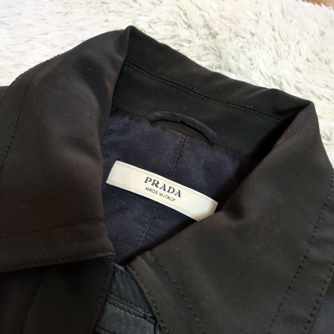 PRADA　プラダ　ロングコート　ステンカラーコート　ブラック　42