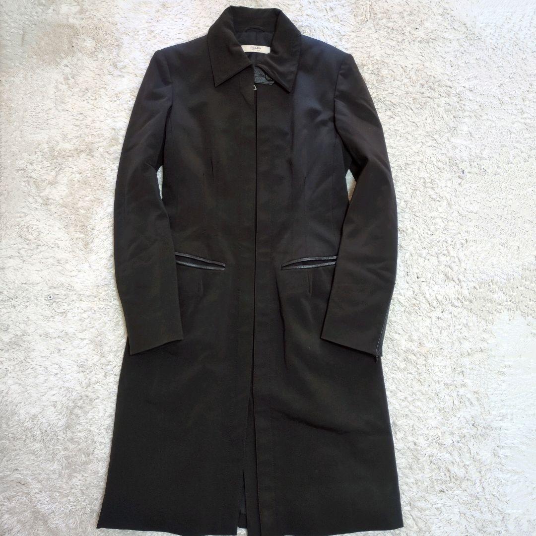 PRADA　プラダ　ロングコート　ステンカラーコート　ブラック　42