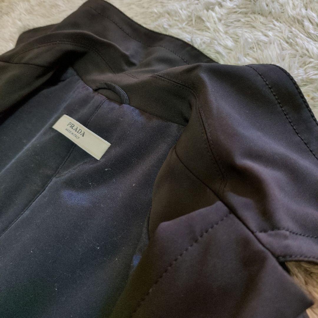 PRADA　プラダ　ロングコート　ステンカラーコート　ブラック　42