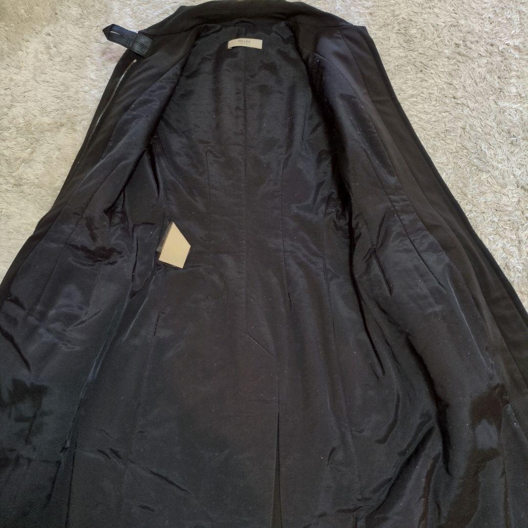 PRADA　プラダ　ロングコート　ステンカラーコート　ブラック　42
