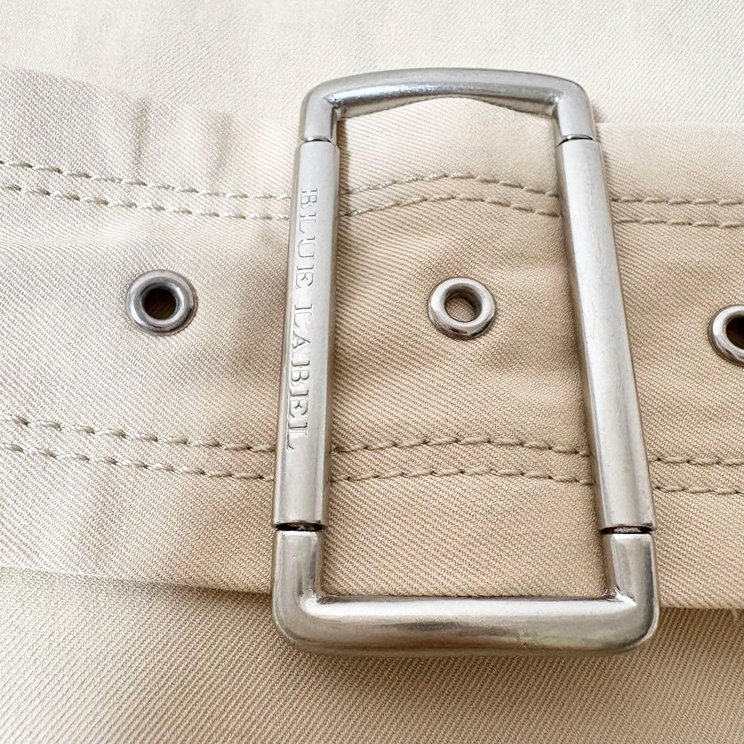 バーバリーブルーレーベル ノバチェック裏地付き トレンチコート ベージュ 牛革