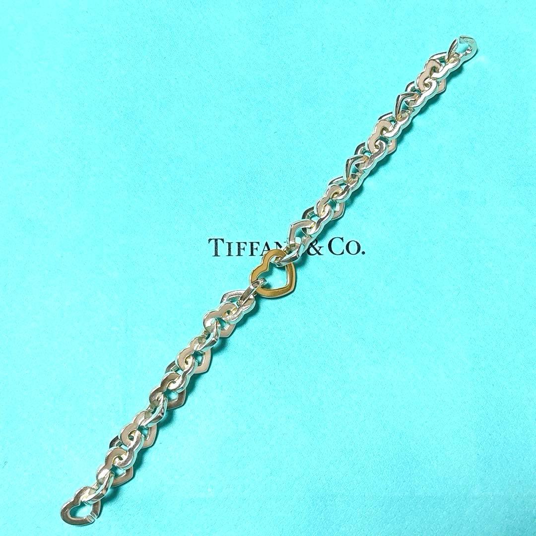 【美品】19.5cmティファニー ハートリンク コンビブレスレット925/750