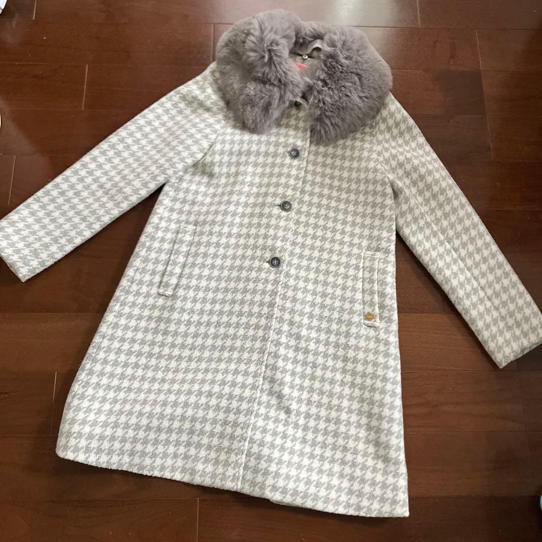 ケイトスペード　ファーティペット千鳥柄コート　150