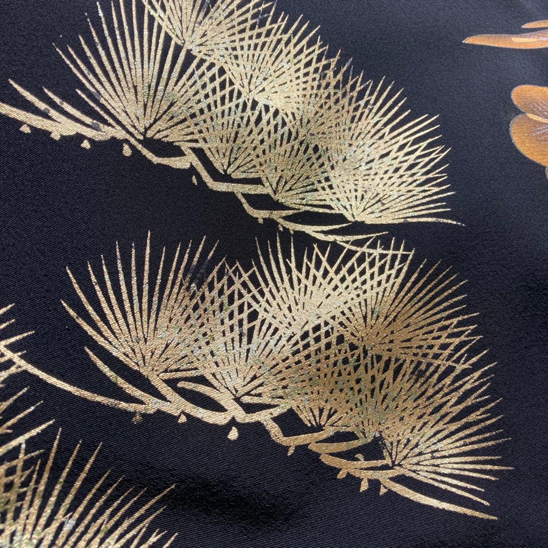 【最高級】訳あり品　日本製　正絹　初着　お宮参り用 黒地 鷹と獅子柄