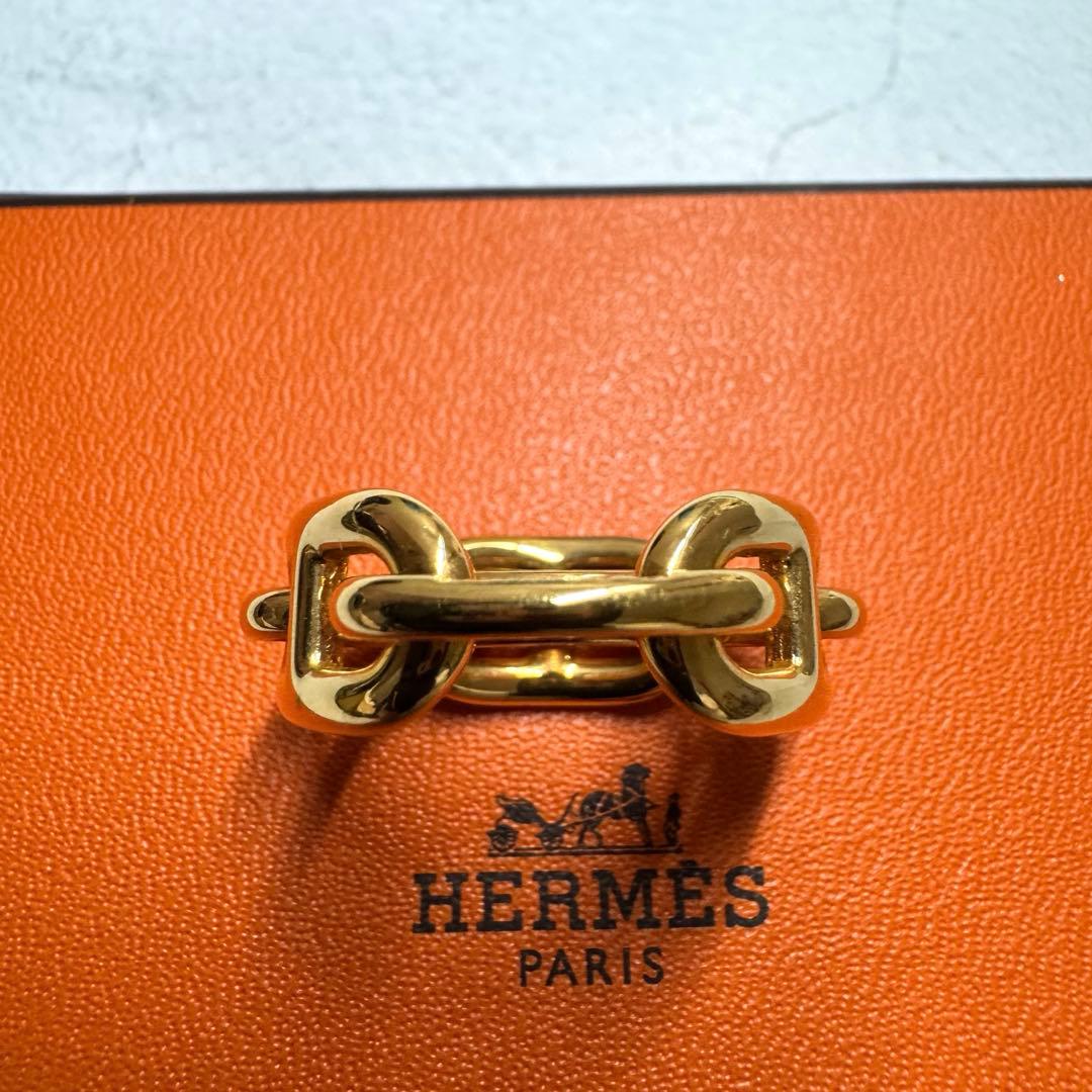 美品✨HERMES エルメス　シェーヌダンクル スカーフリング ゴールド