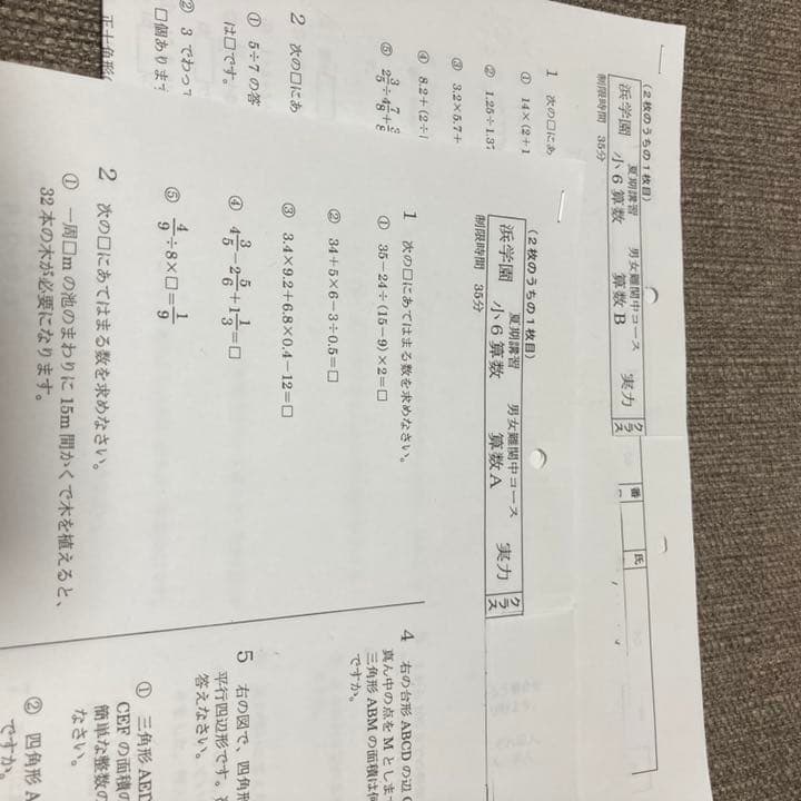 no22503104_【浜学園】小6　算数復習テスト・年間フルセット　おまけ付！