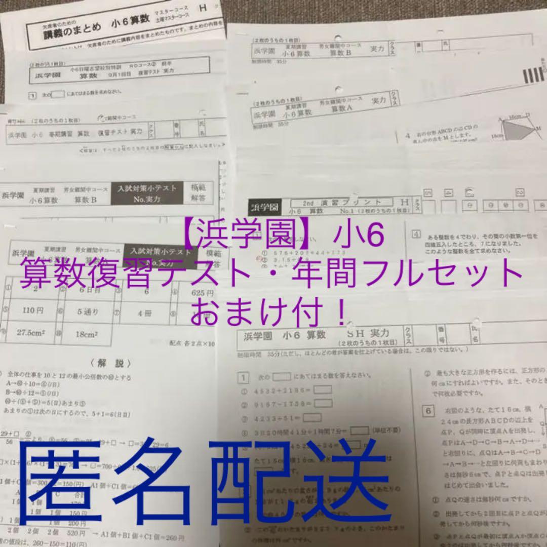 no22503104_【浜学園】小6　算数復習テスト・年間フルセット　おまけ付！