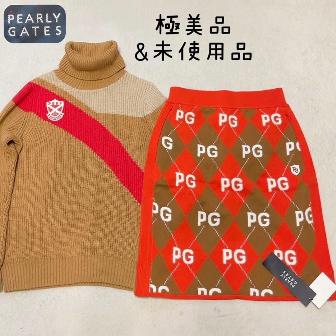 極美品　近年　パーリーゲイツ　セットアップ　アーガイル　PG柄　ニット　スカート