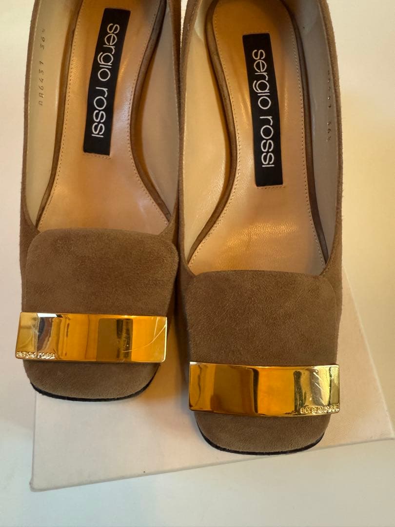 【セルジオロッシ】フラットシューズ スエード ベージュ　36.5