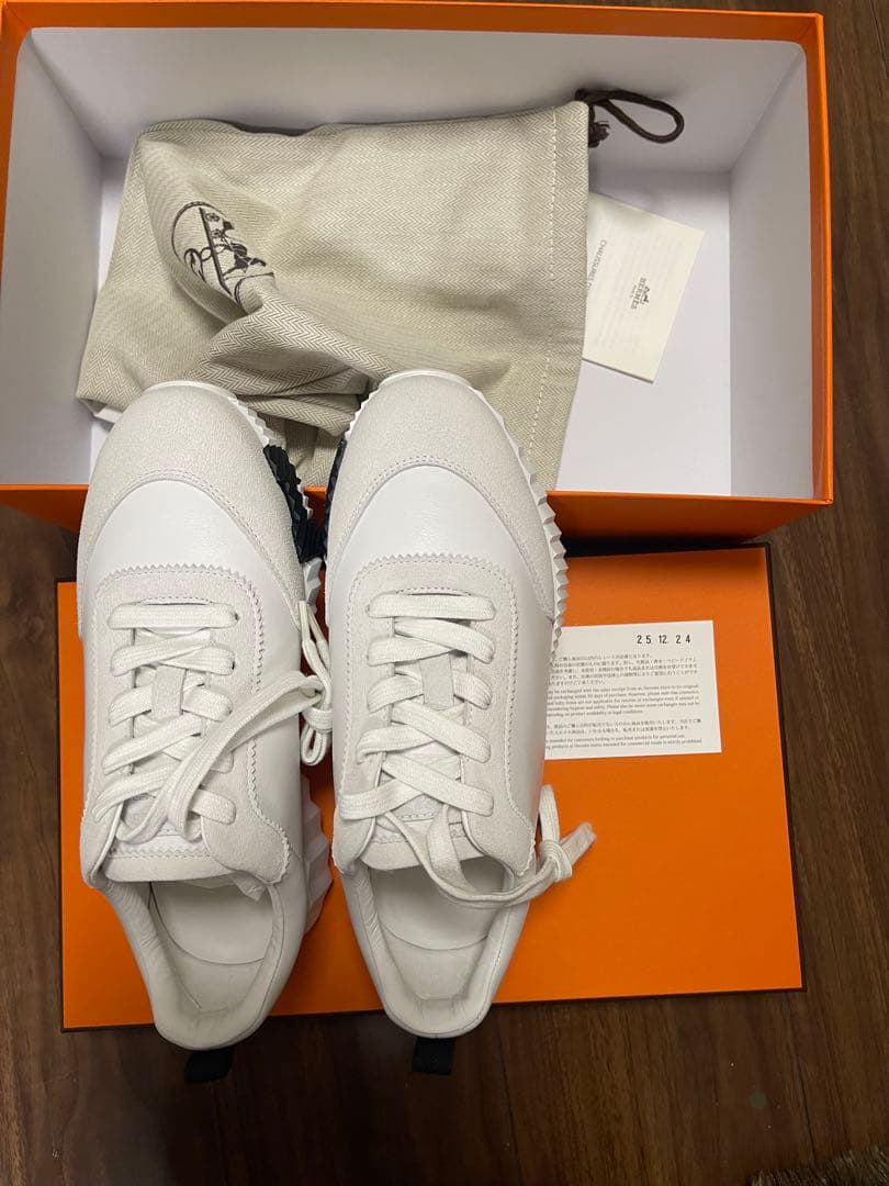 【現行品】HERMES 新品未使用バウンシング　スニーカー　オフホワイト　白37