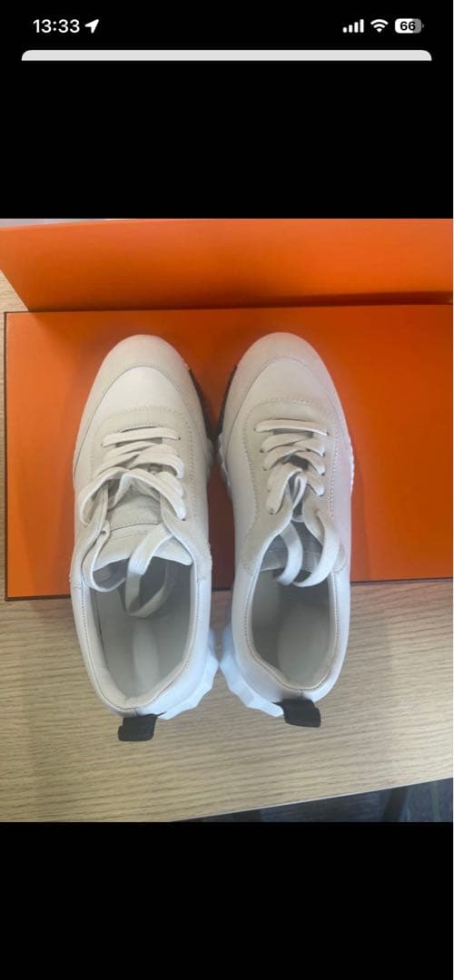 【現行品】HERMES 新品未使用バウンシング　スニーカー　オフホワイト　白37