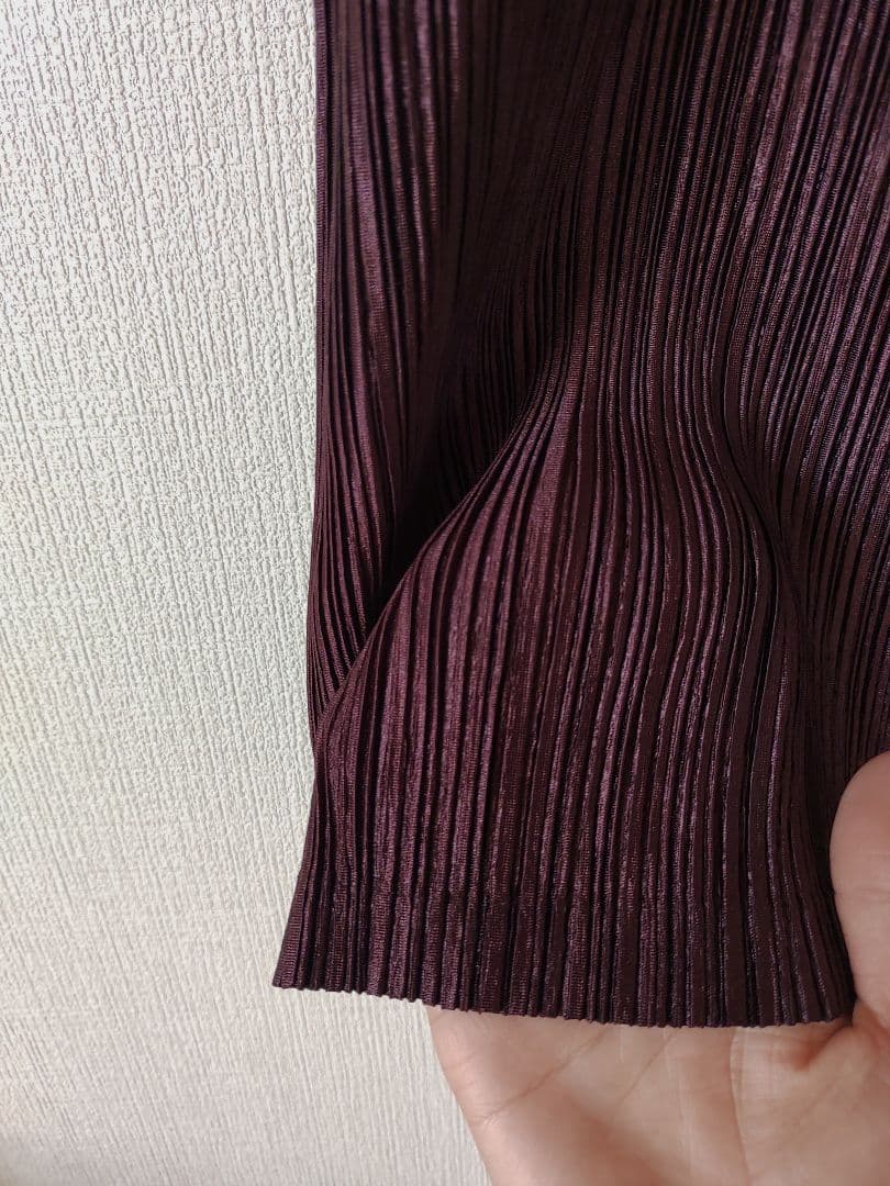 イッセイミヤケ　プリーツマキシワンピース　ブラウン　ノースリーブ