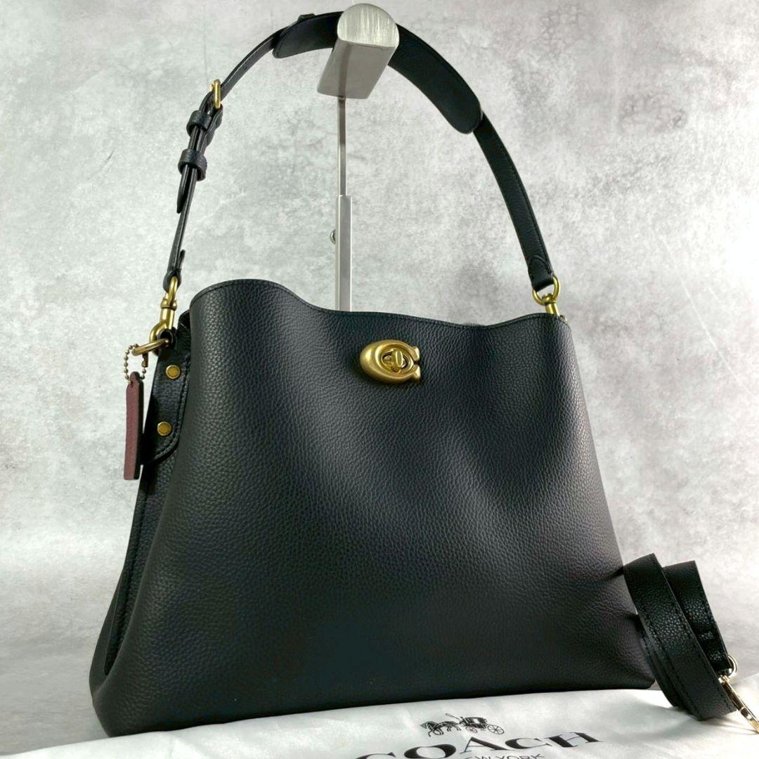 極美品 コーチ ウィロウ 2way ショルダーバッグ ビジネスバッグ レザー 黒