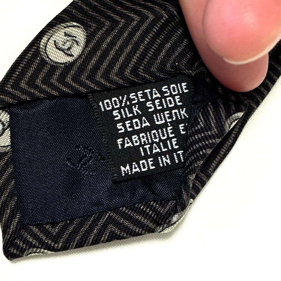 ◆CHANEL シャネル ネクタイ 美品 ココマーク 総柄 ロゴ ブラック