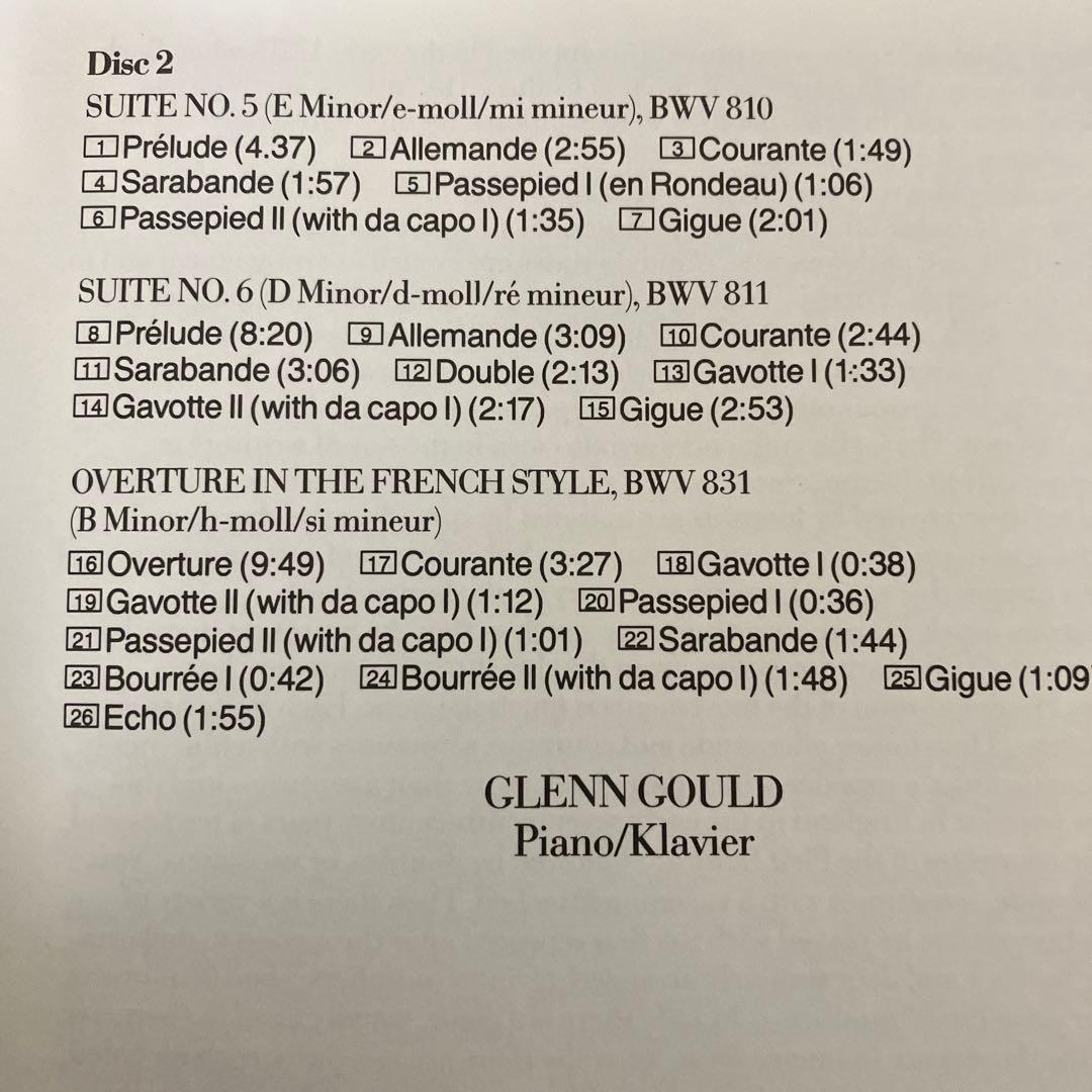 【売約済】グールド／バッハ:イギリス組曲(全6曲) 2CD