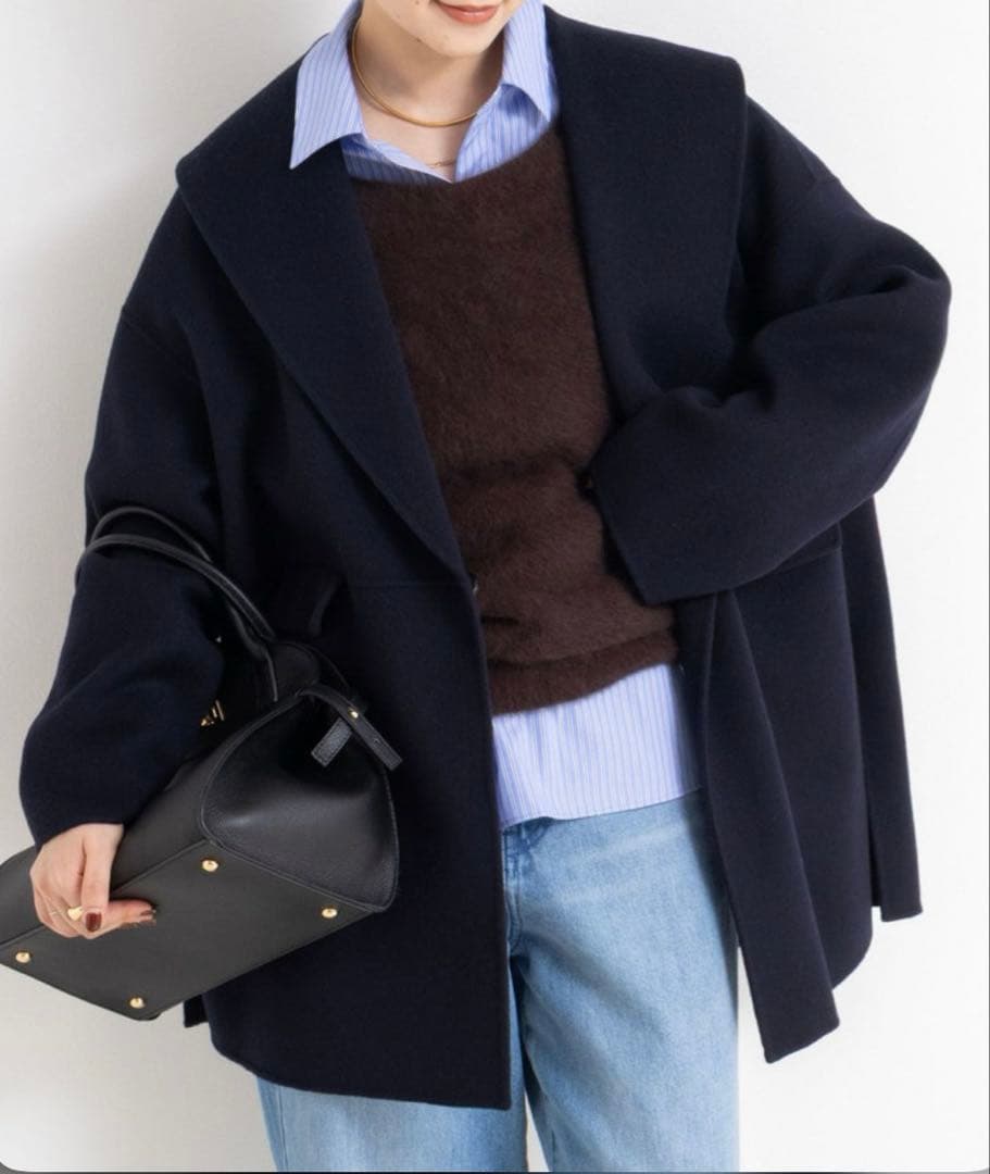 NOLLEY'S sophi リバーショールコート　ネイビーsサイズ