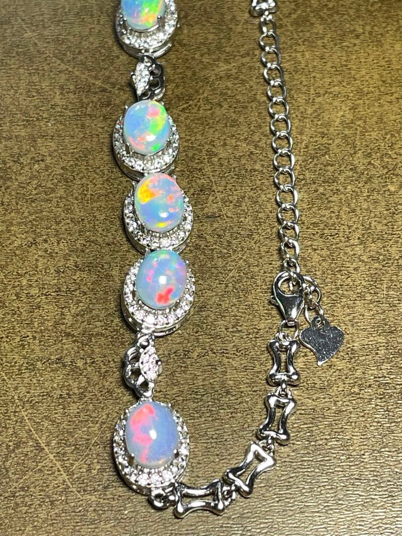 プレシャス　オパール5粒ブレスレットS925（新品未使用）高品質！虹色遊色♡