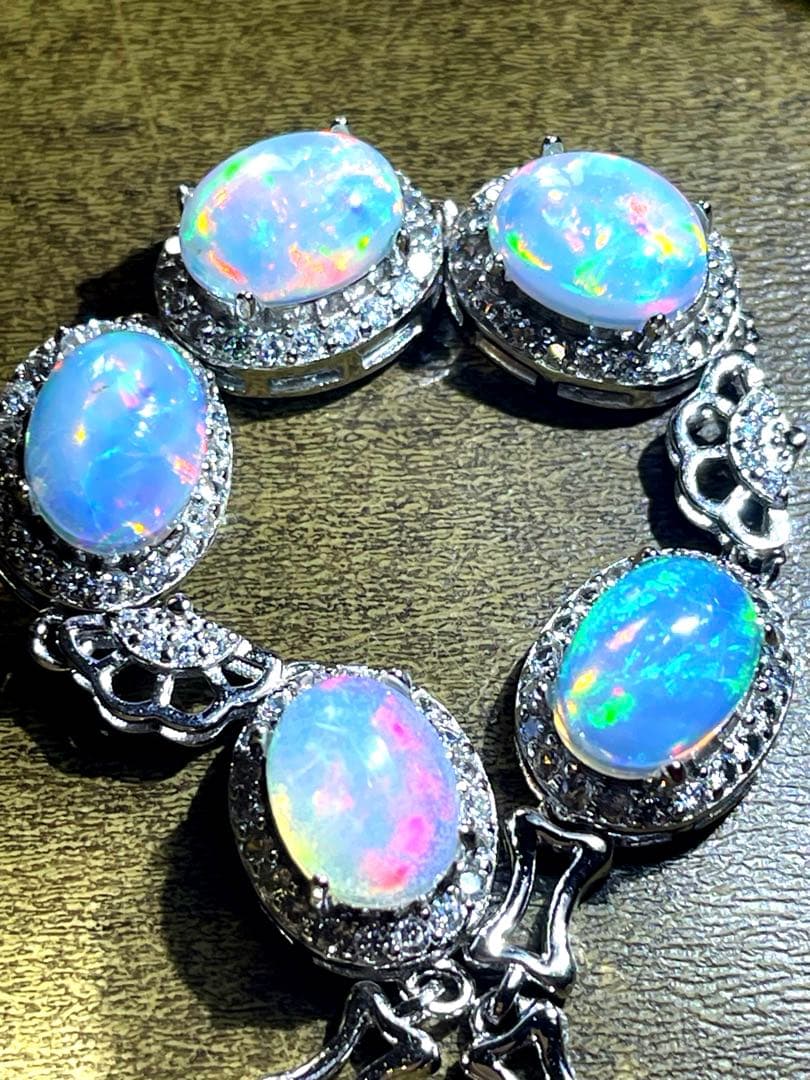 プレシャス　オパール5粒ブレスレットS925（新品未使用）高品質！虹色遊色♡