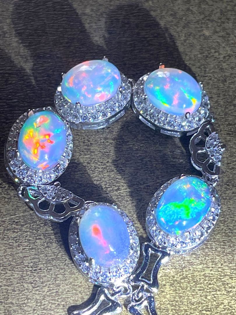 プレシャス　オパール5粒ブレスレットS925（新品未使用）高品質！虹色遊色♡