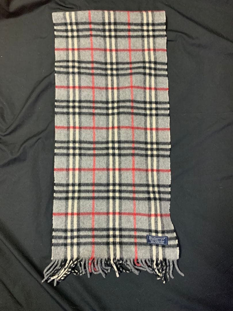 バーバリー　カシミア100%マフラー ライトグレー