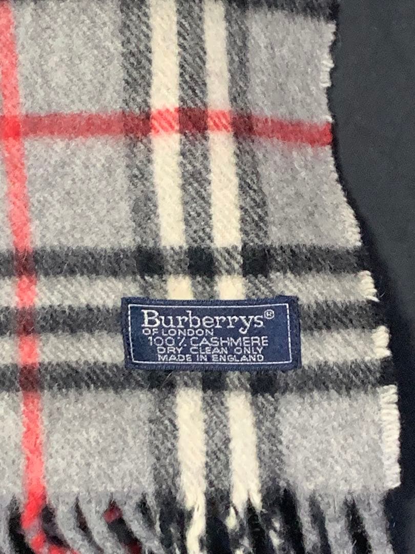 バーバリー　カシミア100%マフラー ライトグレー