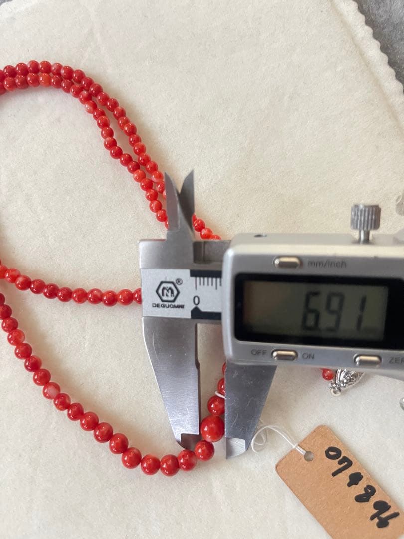 珊瑚サンゴネックレス6.9mm、重约16g