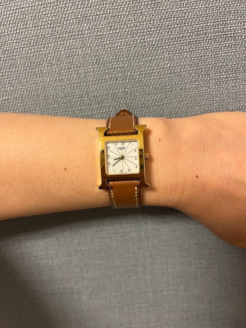 エルメス　Hウォッチ　キャメル革ベルト