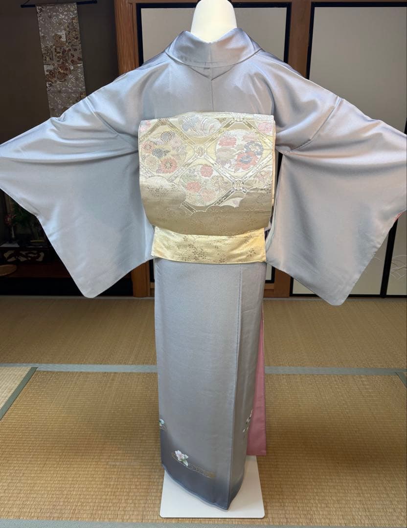 正絹訪問着4点フルセット 訪問着　袋帯　帯締め　帯揚げ