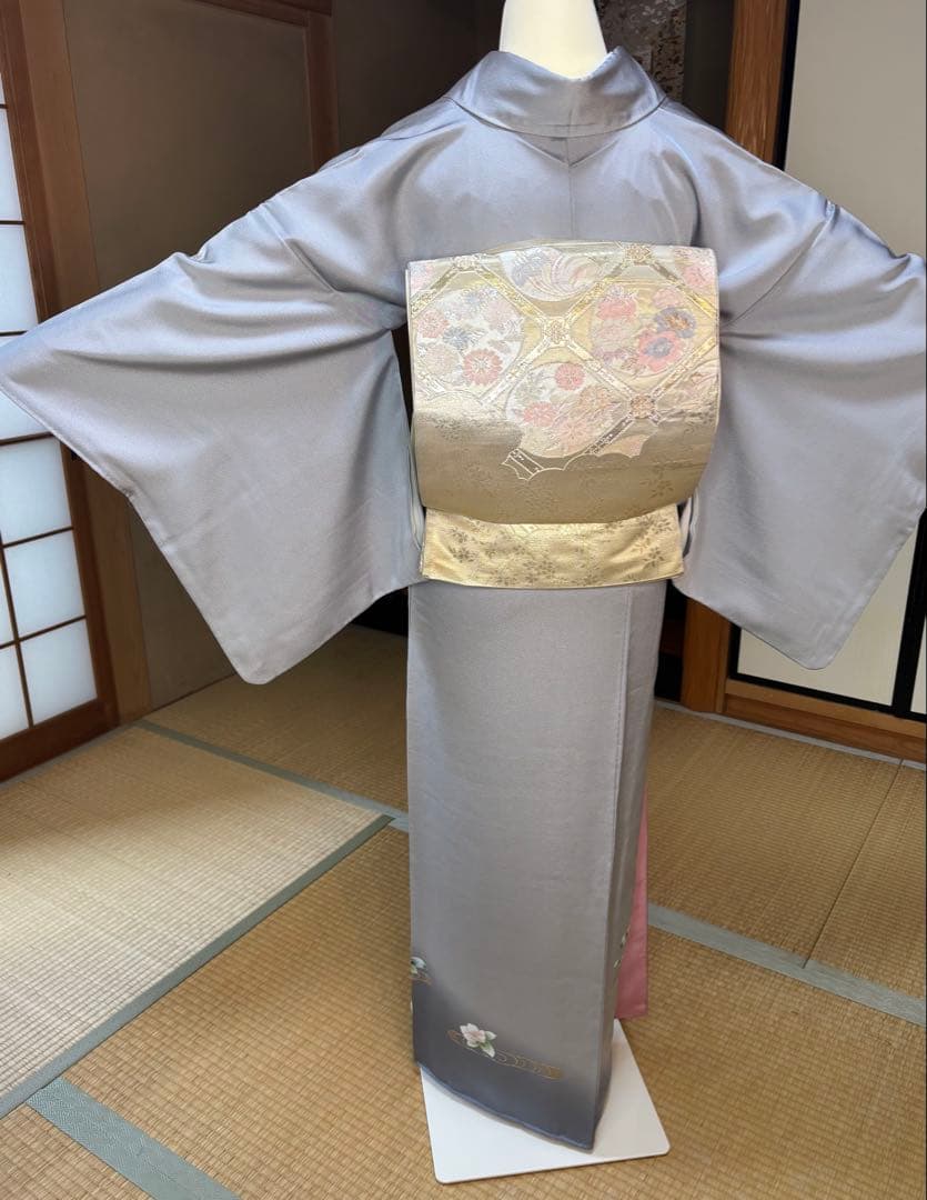 正絹訪問着4点フルセット 訪問着　袋帯　帯締め　帯揚げ