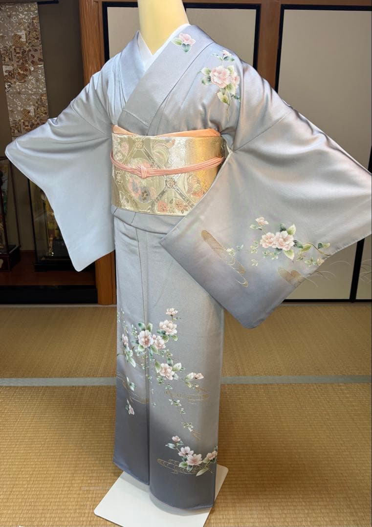 正絹訪問着4点フルセット 訪問着　袋帯　帯締め　帯揚げ