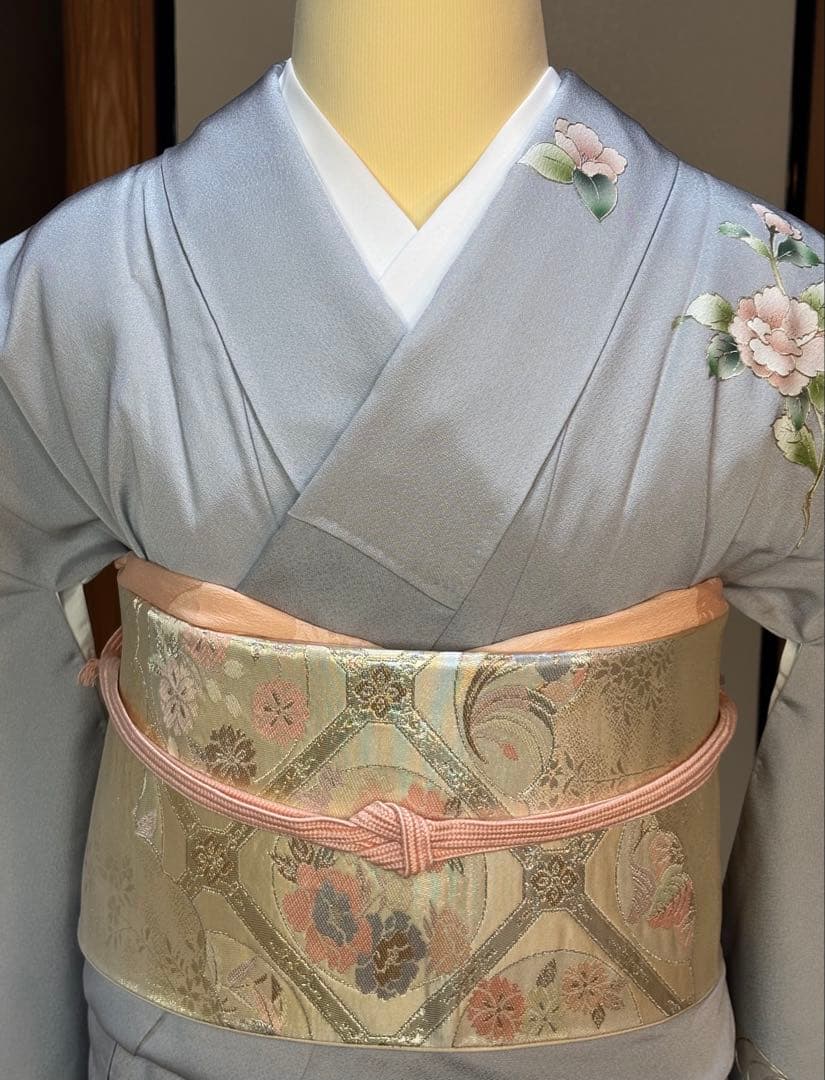 正絹訪問着4点フルセット 訪問着　袋帯　帯締め　帯揚げ