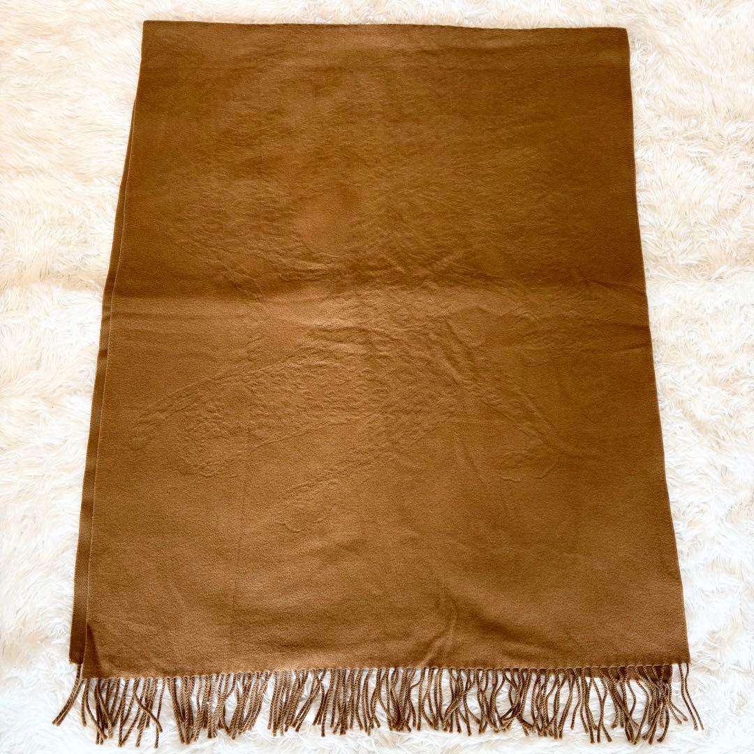 イヴサンローラン ヒョウ柄 レオパード 大判マフラー キャメル カシミヤ混