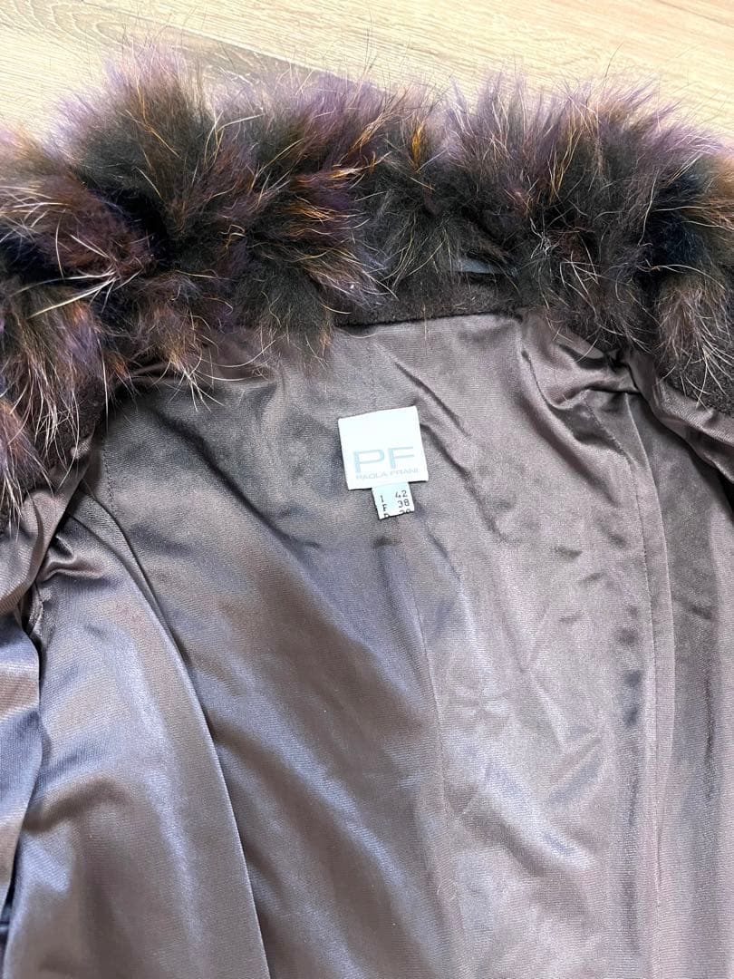 mmmn9さま専用♡ファー襟取外し可能ロングコート　ラクーン　イタリア製　PF