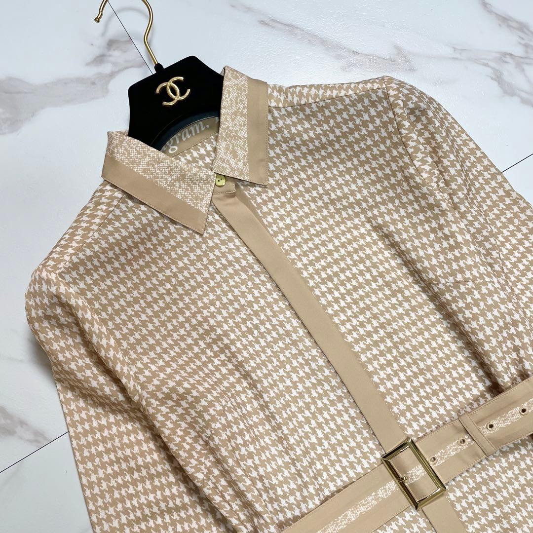 未使用級✨グレースコンチネンタル ハウンドトゥースプリントワンピース 近年