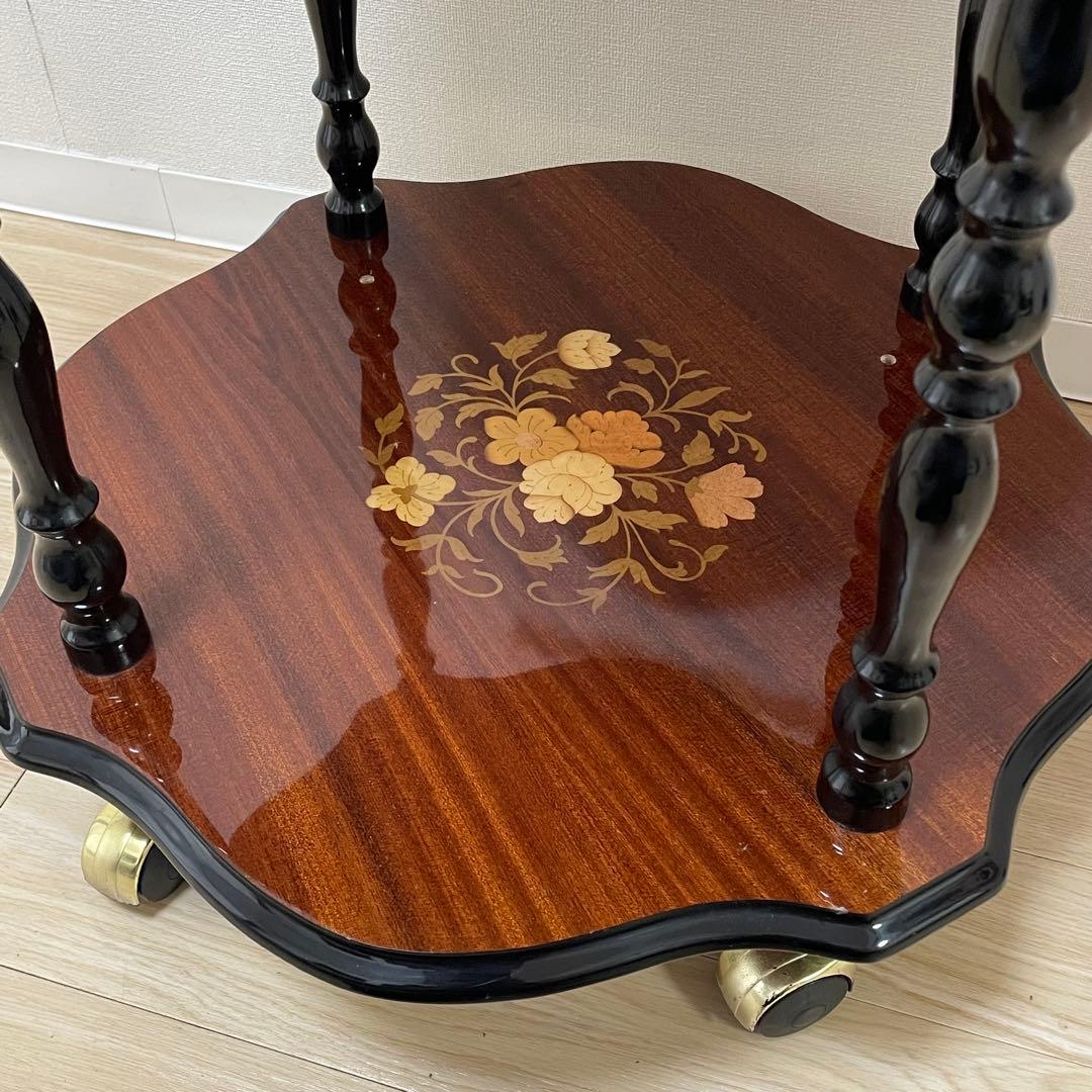 希少 美品 イタリア製 象嵌 キャスター付き キッチンワゴン