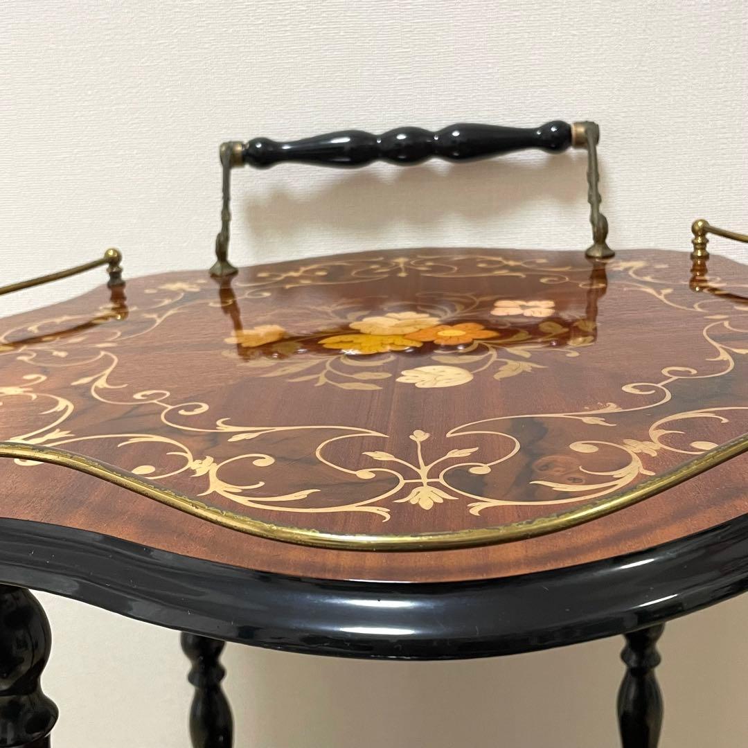 希少 美品 イタリア製 象嵌 キャスター付き キッチンワゴン