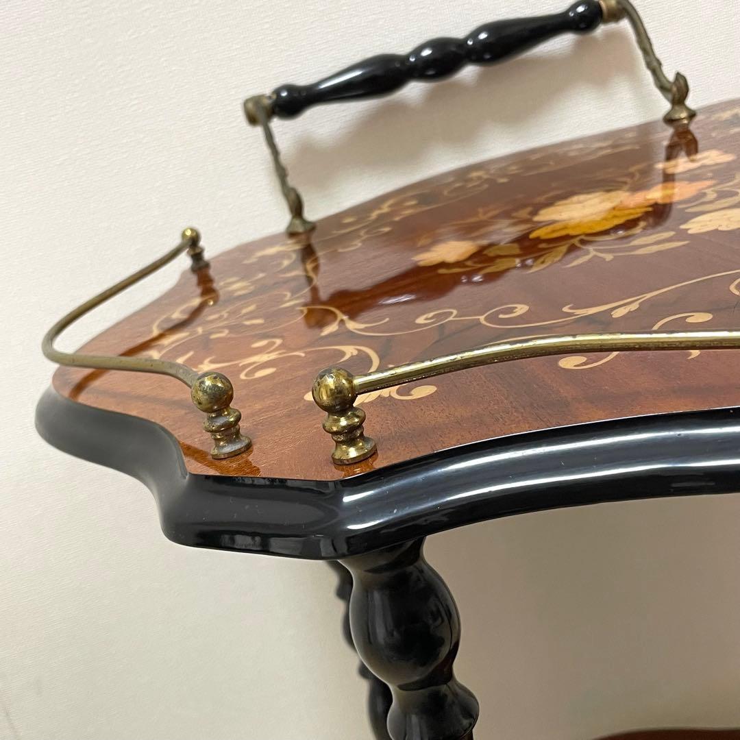 希少 美品 イタリア製 象嵌 キャスター付き キッチンワゴン