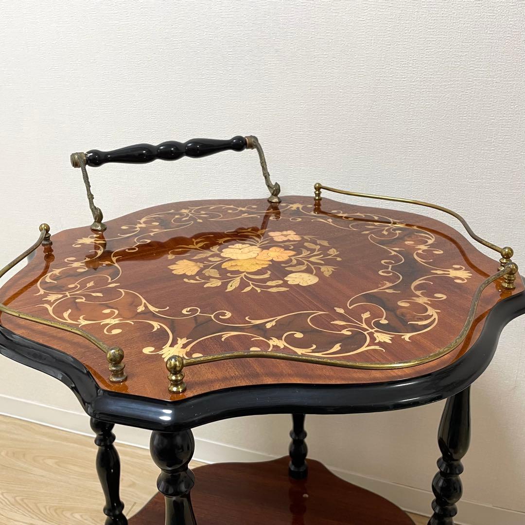 希少 美品 イタリア製 象嵌 キャスター付き キッチンワゴン