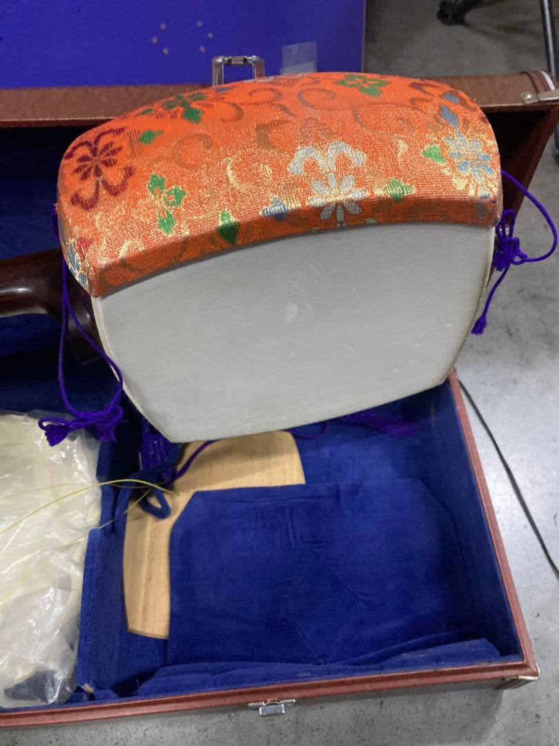 I）高級 和楽器 三味線 純銀 紅木 ハードケース付き