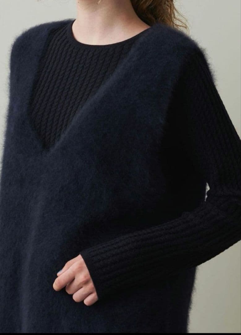 Steven Alan　オーストラリアンウール ミックス ニットベストネイビー