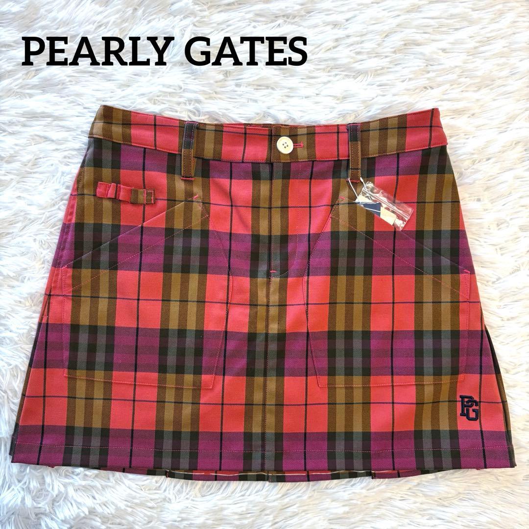 新品未使用品✨パーリーゲイツ S 0 ピンクベース ロゴ刺繍 ゴルフ スカート