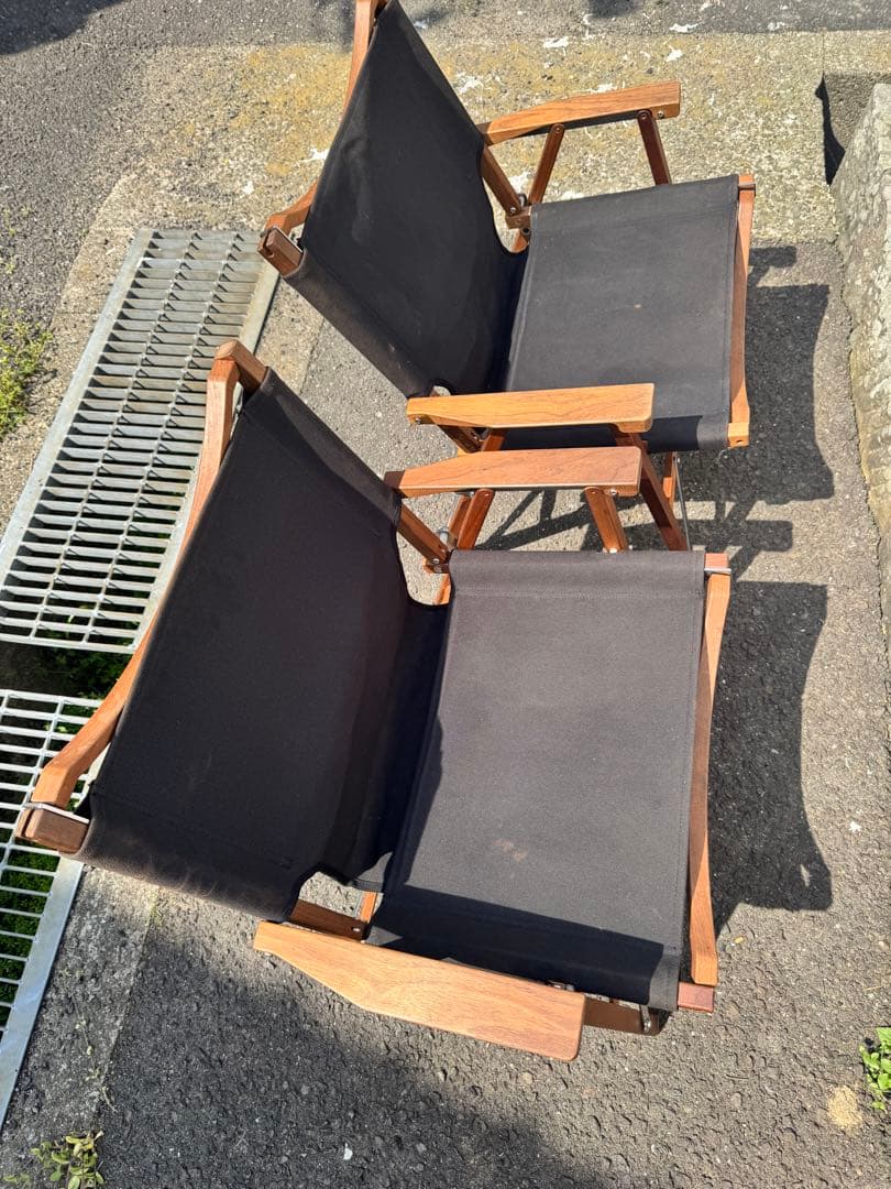 キャンプオンパレード　コンダクターズチェア2脚セット　帆布シート　収納袋付き