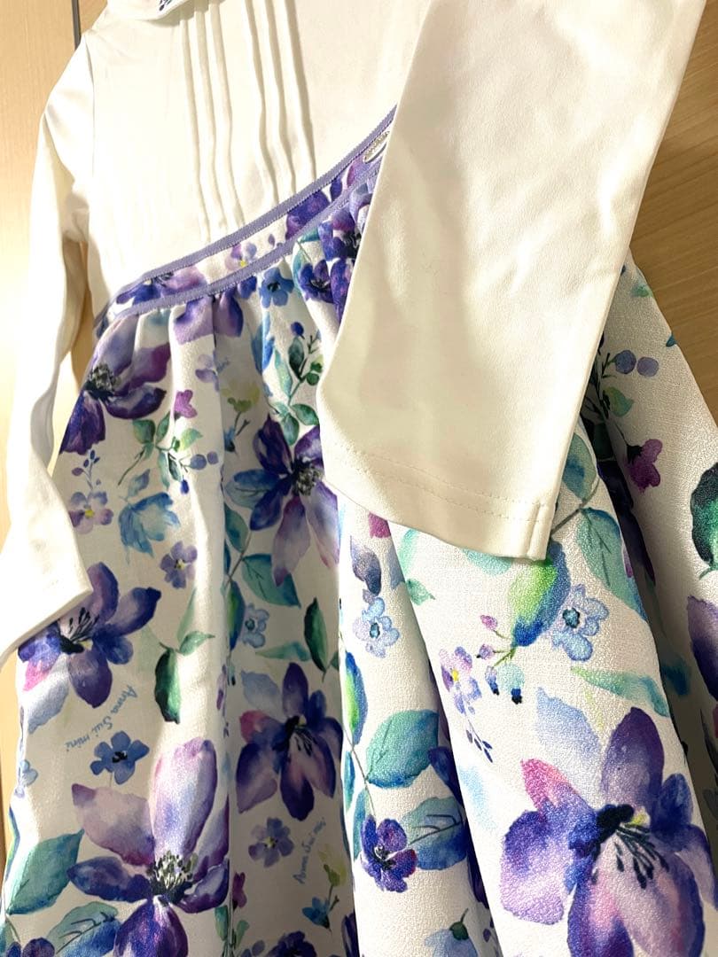 アナスイミニ　ワンピース　紫　花柄　130 入学式　フォーマル　ドレス