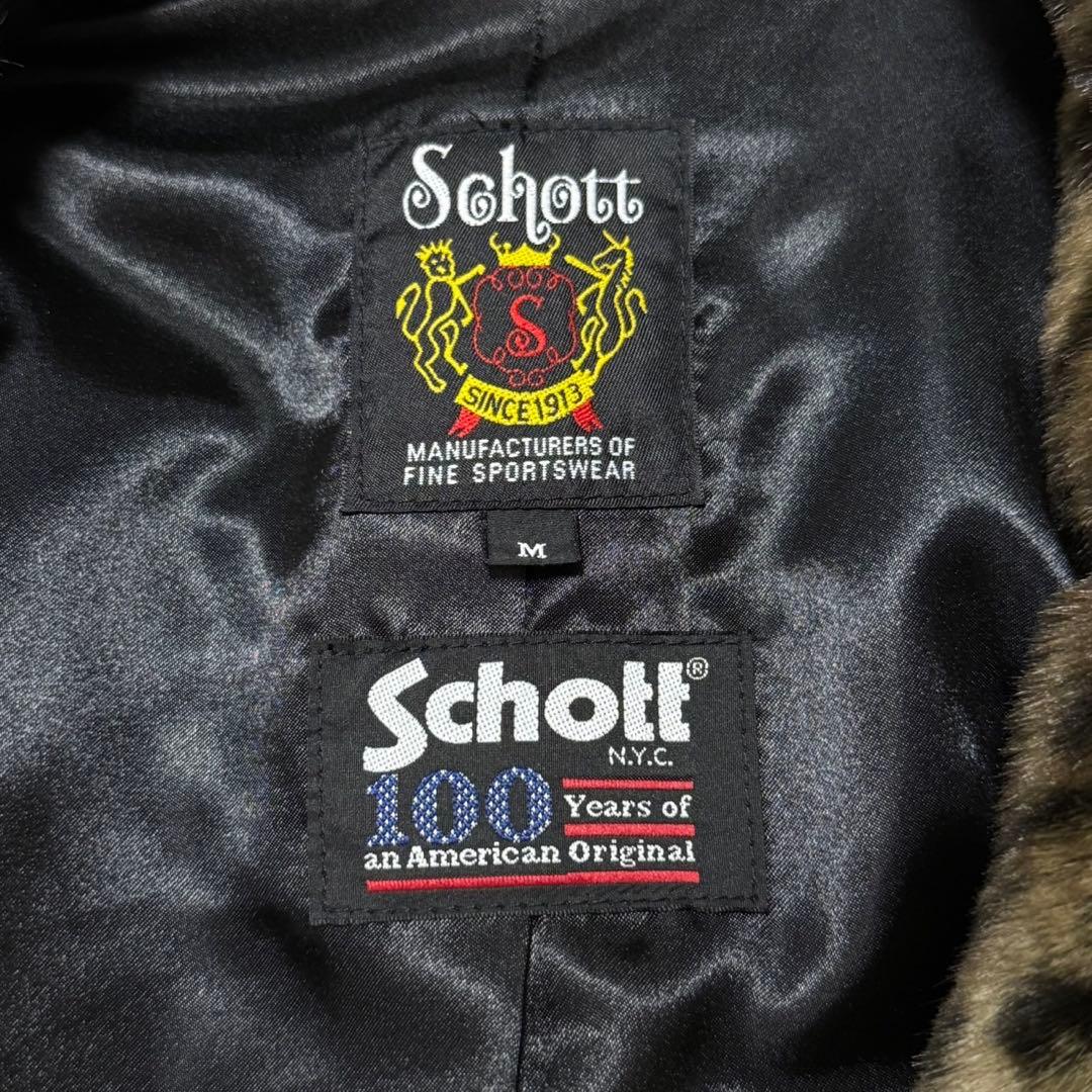 【極美品】 Schott 100周年 限定 フェイクファー 豹柄 Pコート 総柄