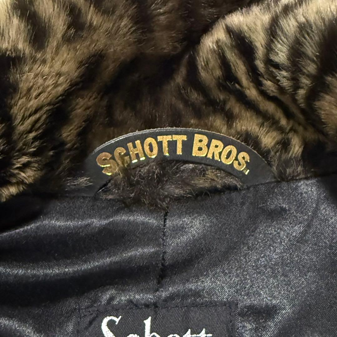 【極美品】 Schott 100周年 限定 フェイクファー 豹柄 Pコート 総柄