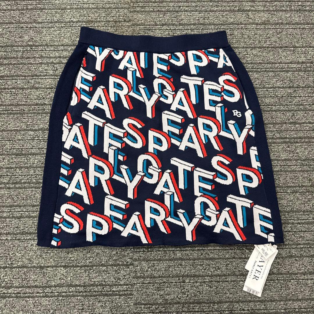 パーリーゲイツ スカート　カラフルロゴ　ネイビー