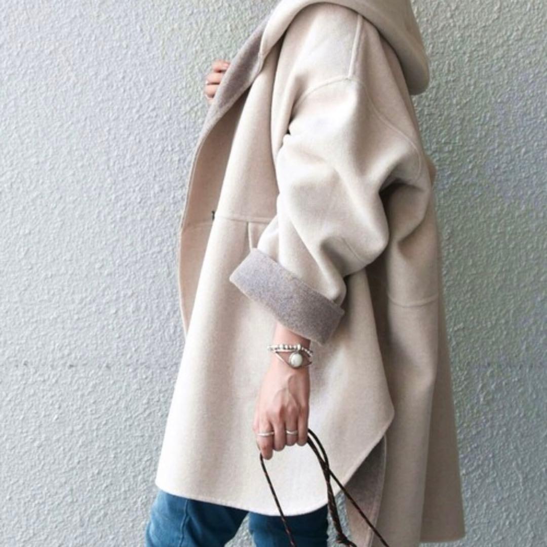 〜12/21 SHIPS any ノーカラーコート　フード　ジャケット ベージュ