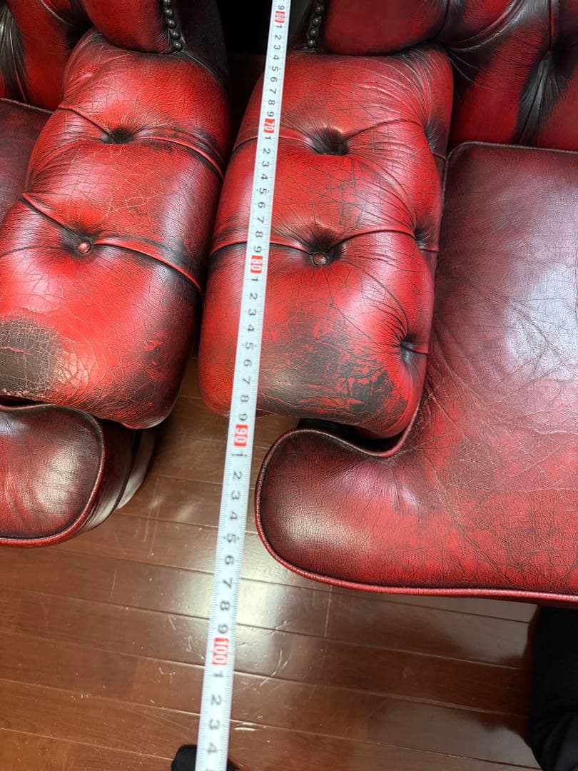 英国チェスターフィールドソファ　本革一人掛け