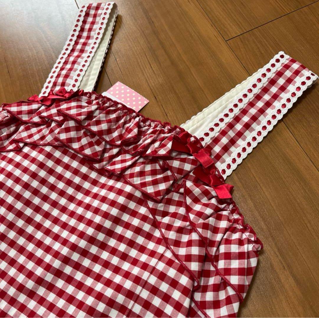 シャーリーテンプル　赤白ギンガムチェリージャンスカ